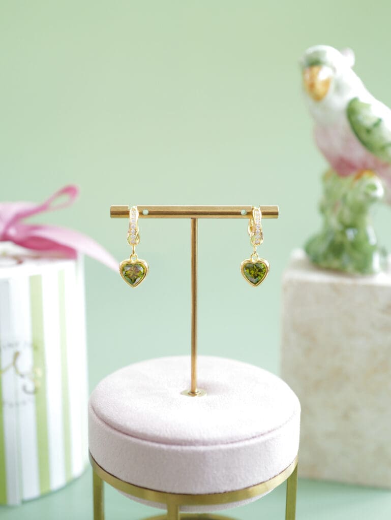 Peridot Heart Gemstone Earrings