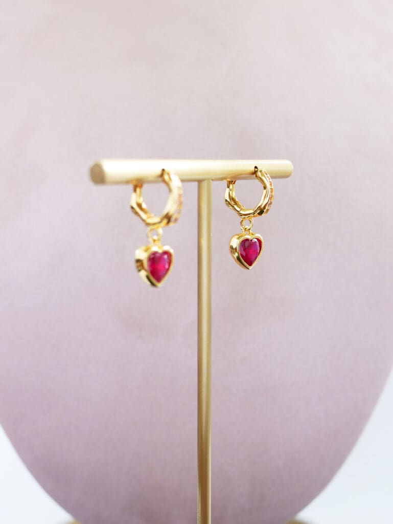 Ruby Heart Gemstone Earrings