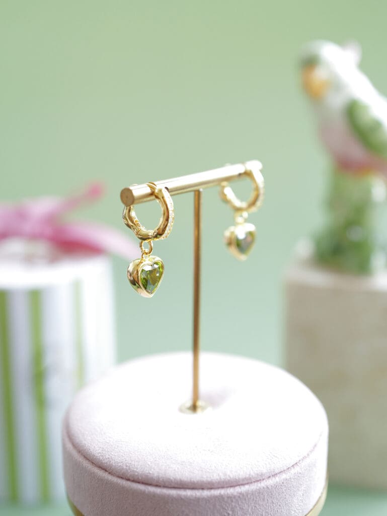 Peridot Heart Gemstone Earrings