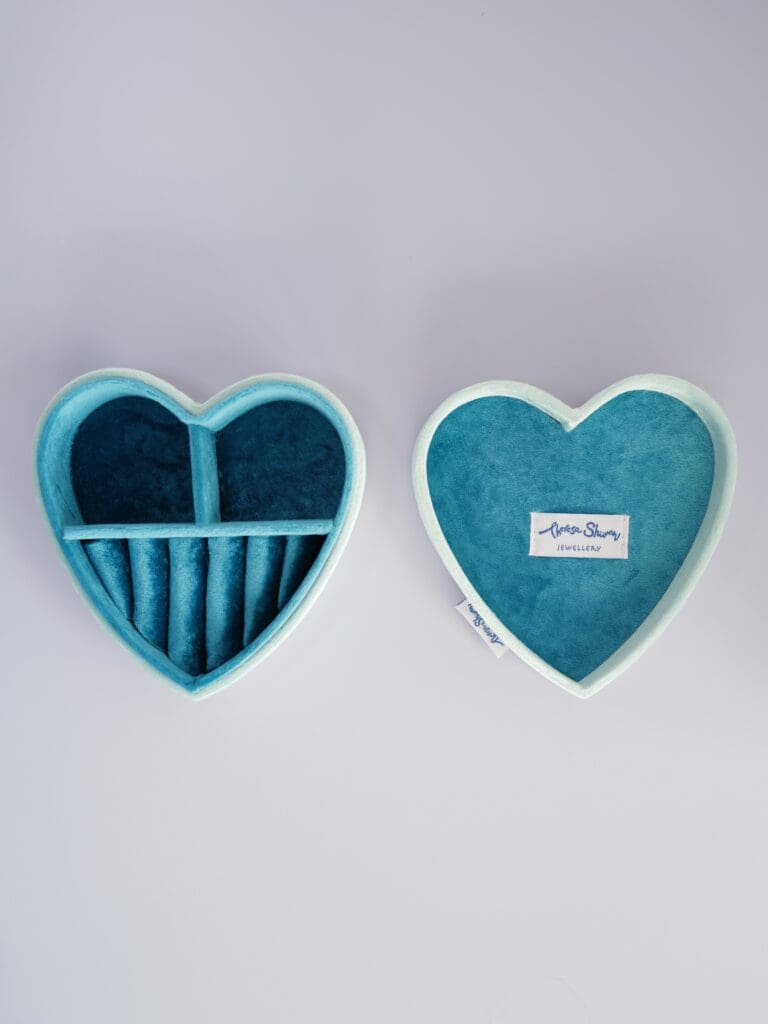 Tiffany Blue Happy Heart Velvet Jewellery Box