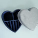 Navy Blue Happy Heart Velvet Jewellery Box