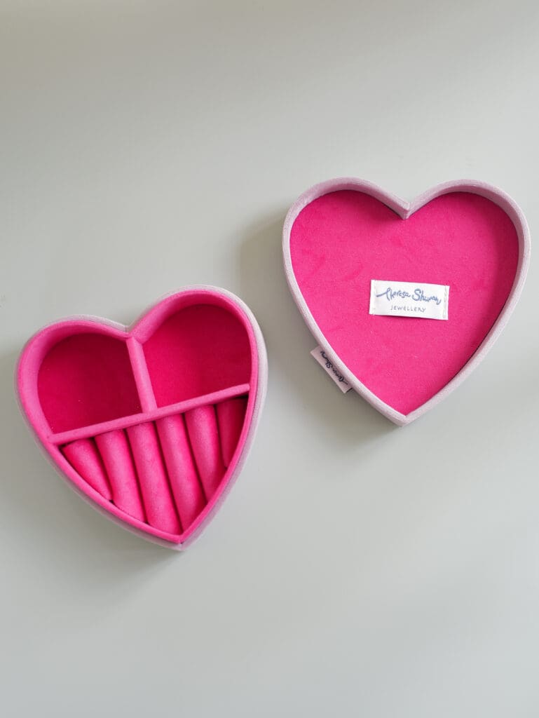 Hot Pink Happy Heart Velvet Jewellery Box