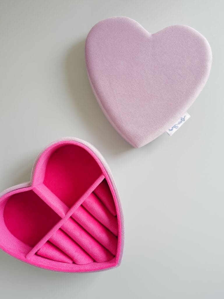 Hot Pink Happy Heart Velvet Jewellery Box