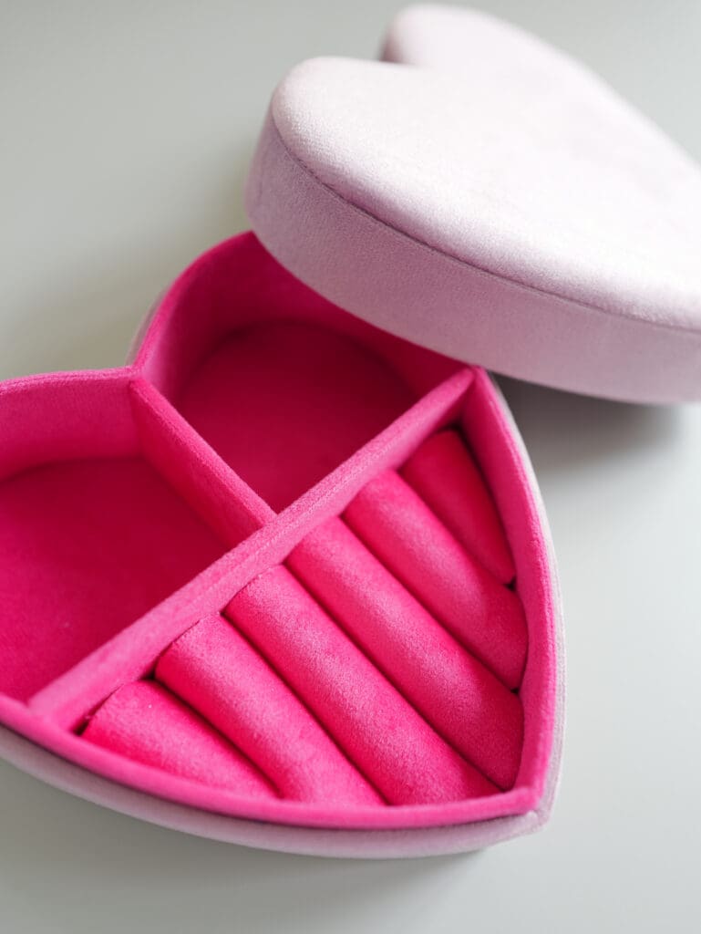 Hot Pink Happy Heart Velvet Jewellery Box