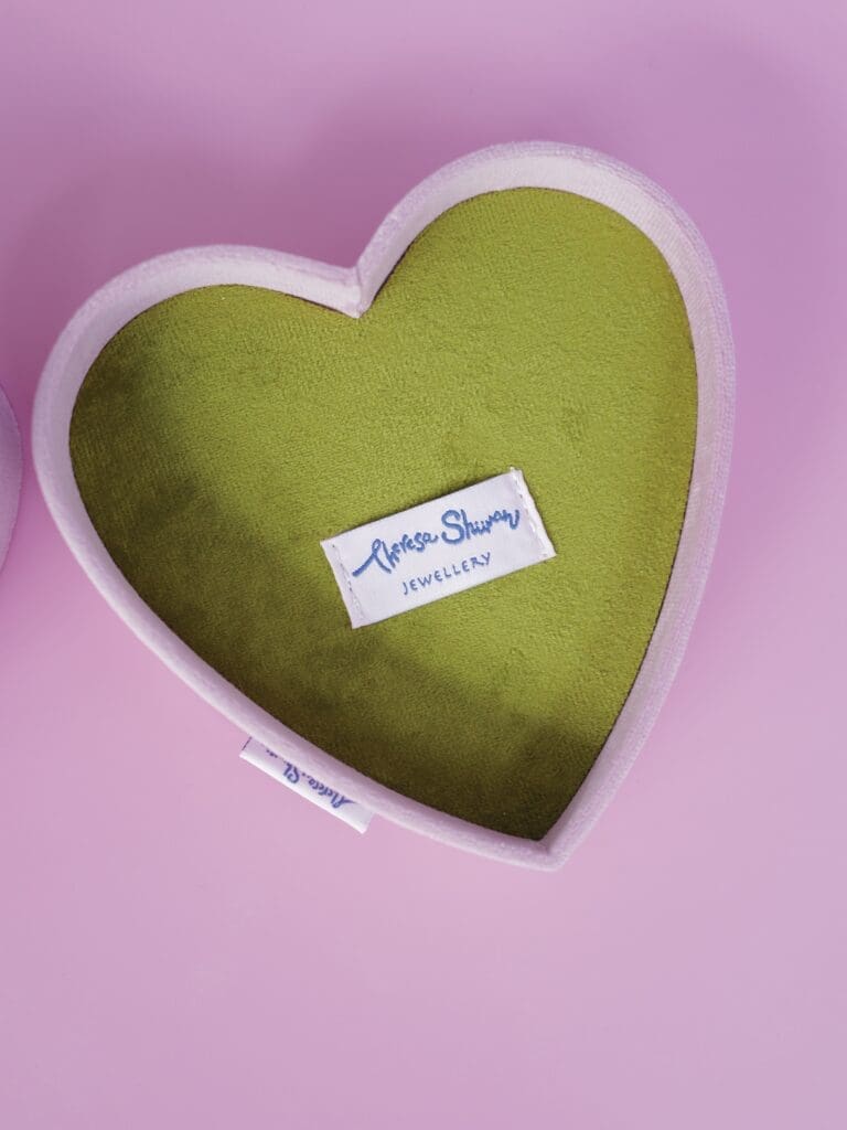 Pistachio Happy Heart Velvet Jewellery Box