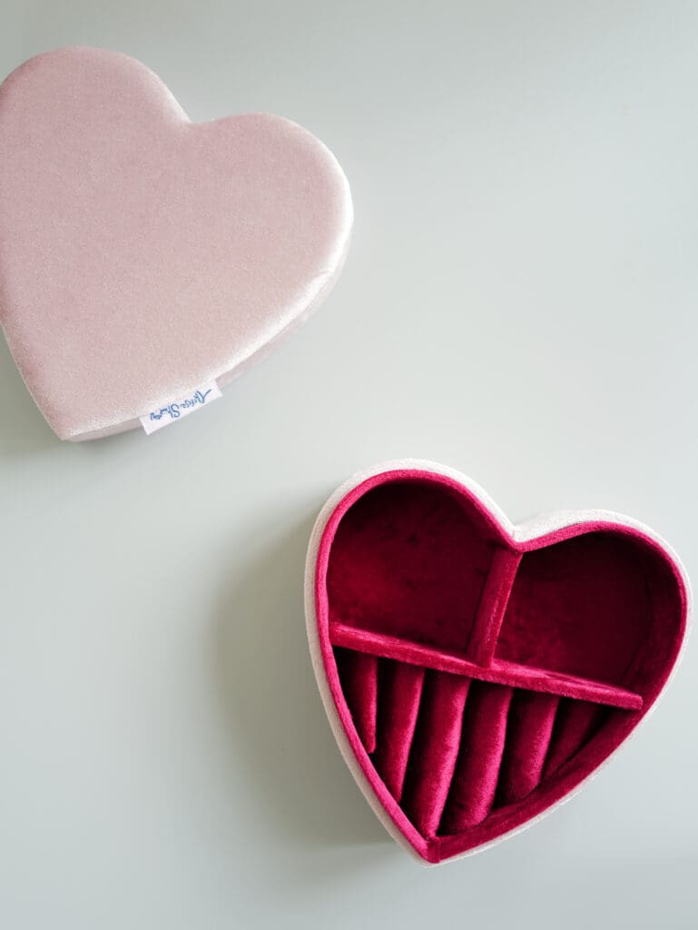 Burgundy Happy Heart Velvet Jewellery Box