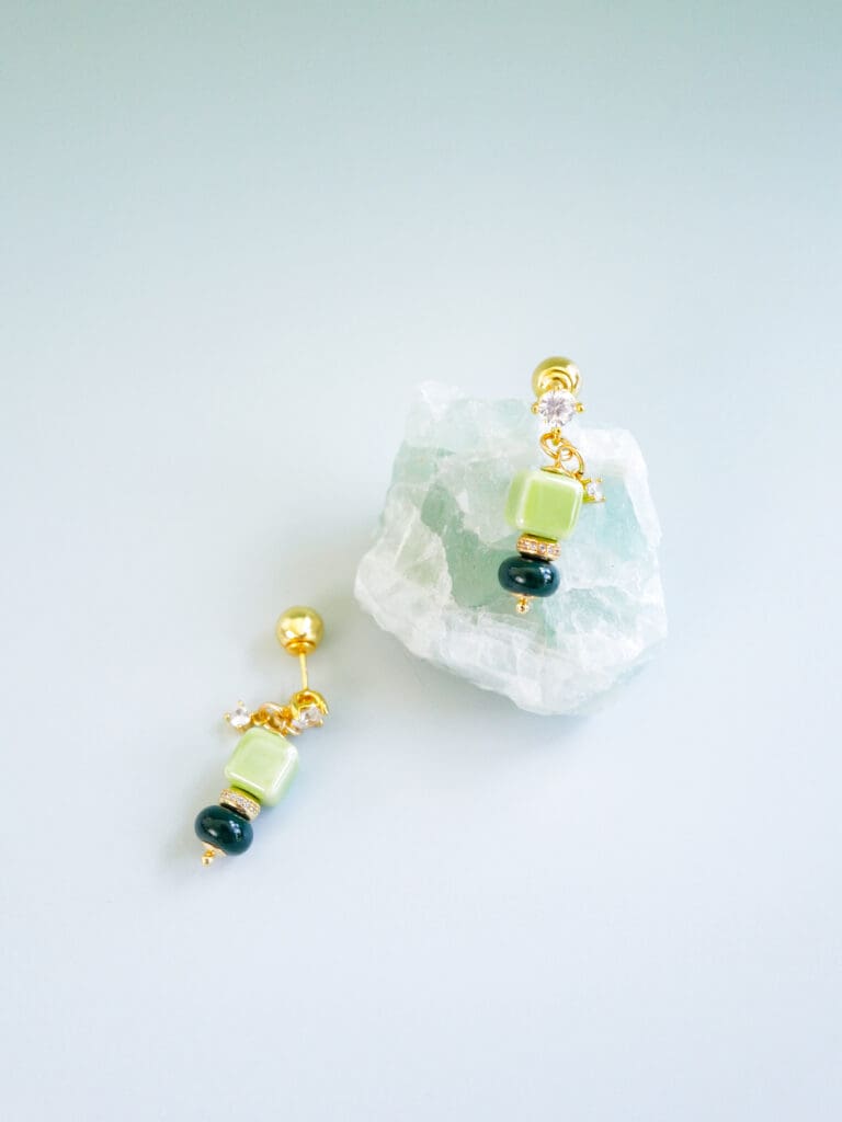 Green Marshmallow Bon Bon Earrings