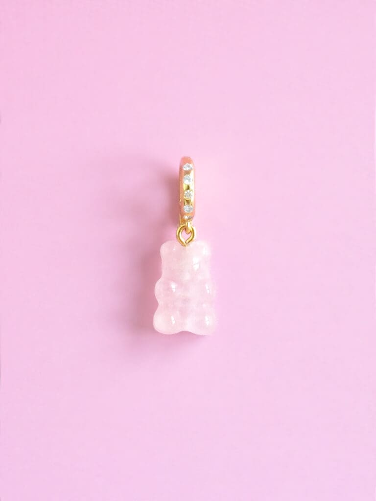 Rose Quartz Gemstone Bear Charm