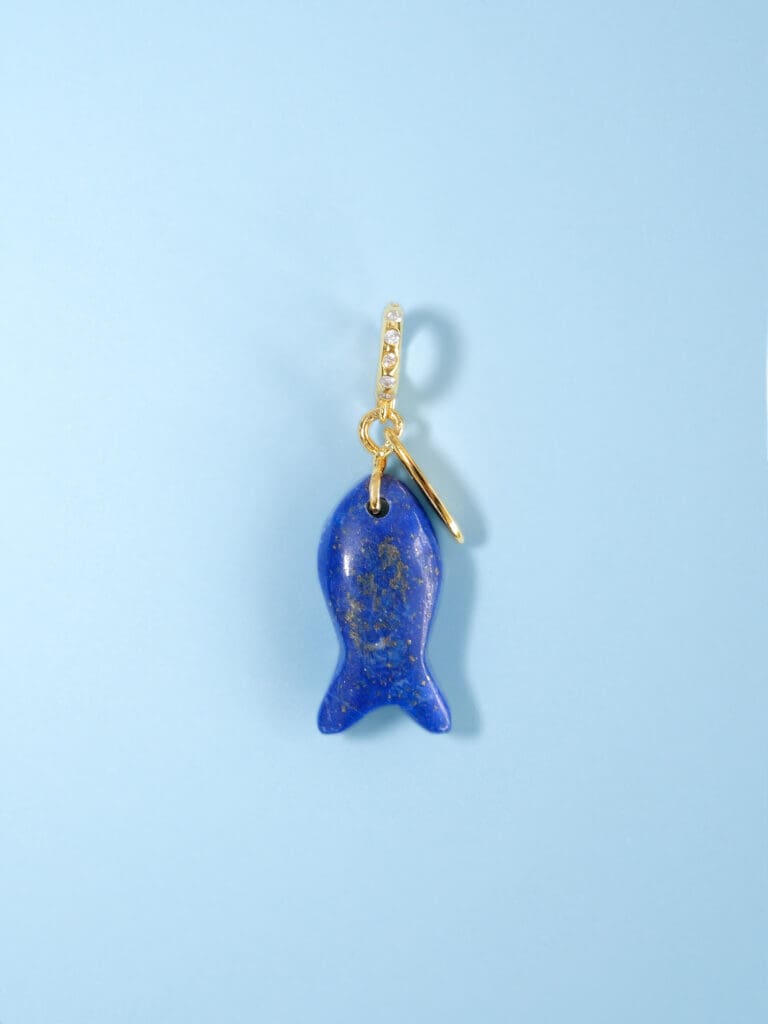 Lapis Lazuli Gemstone Fish Biscuit Charm