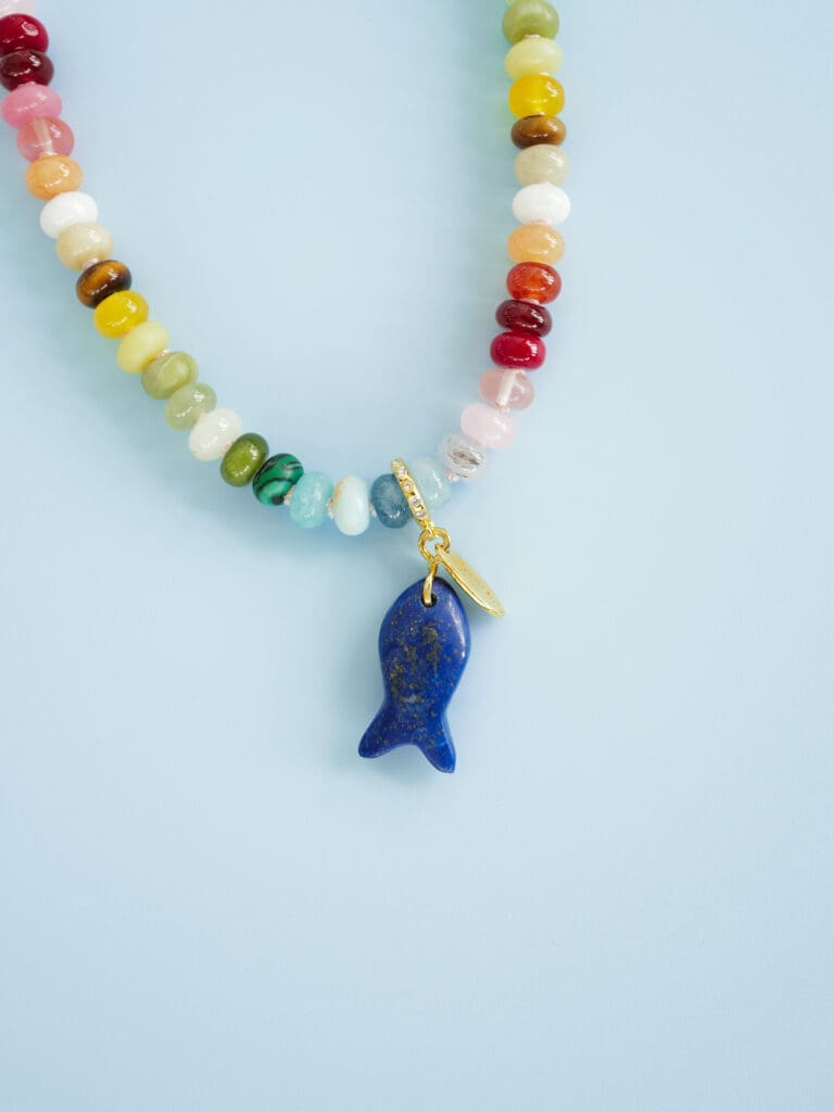 Lapis Lazuli Gemstone Fish Biscuit Charm