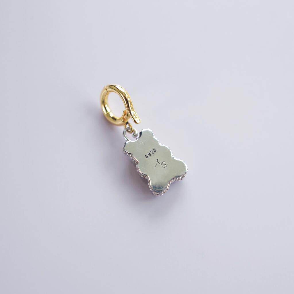 Two Tone Full Bling Bear Charm