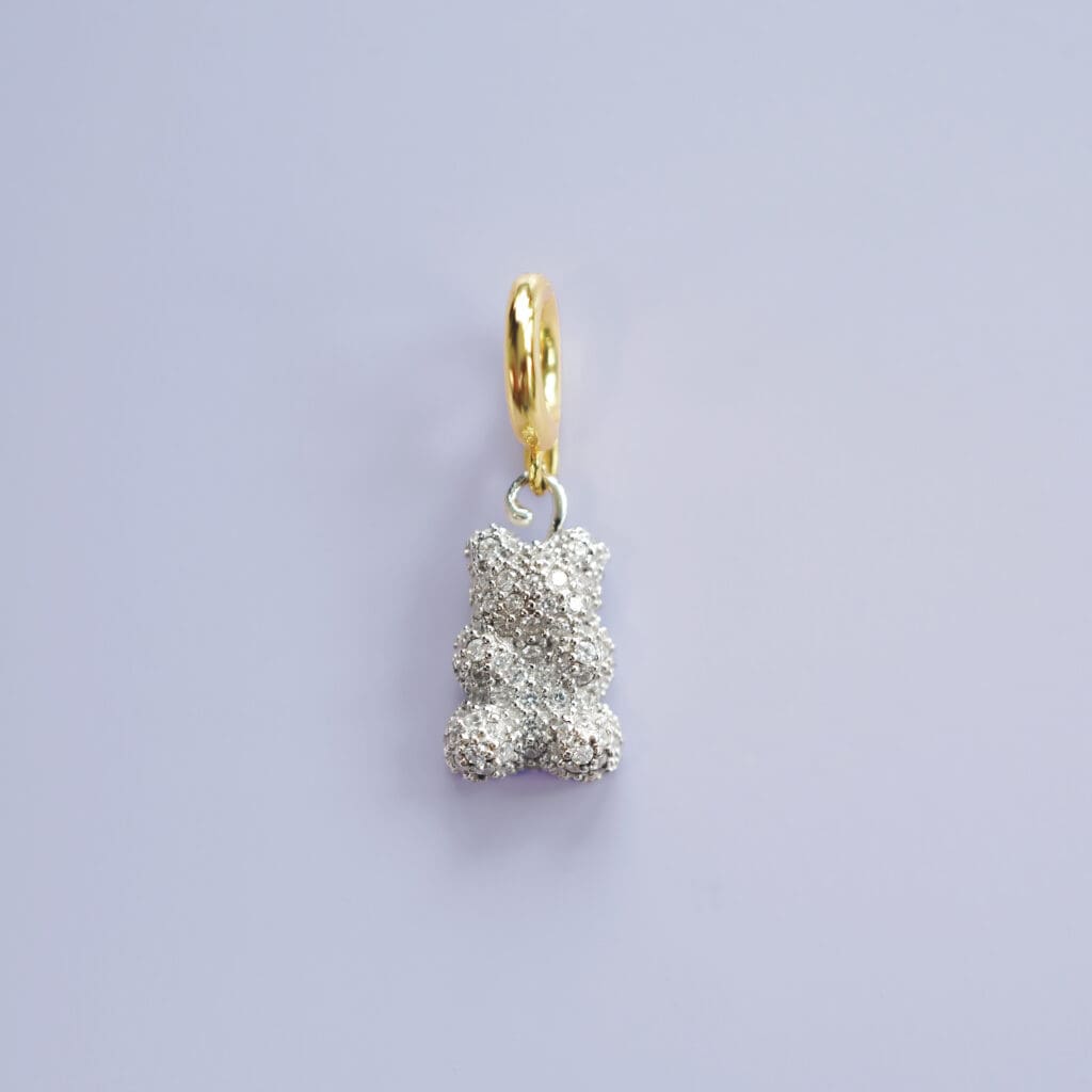 Two Tone Full Bling Bear Charm