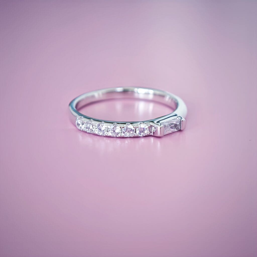 Elegant Enamel Gemstone Thin Band