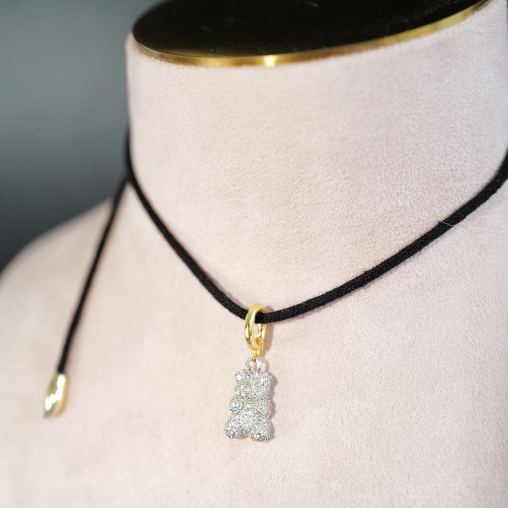 Two Tone Full Bling Bear Charm