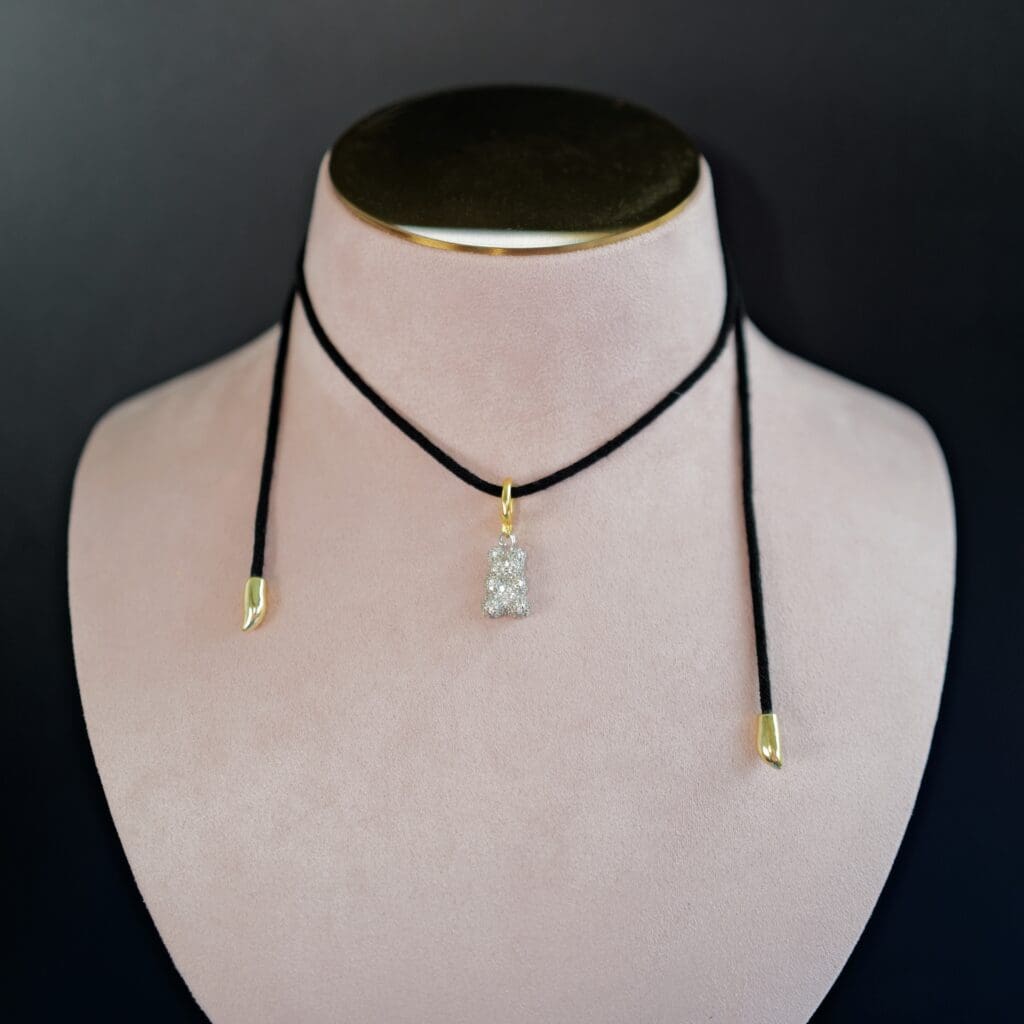 Two Tone Full Bling Bear Charm